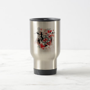 Flag Woman with Abstract Pan in Trini Colours Travel Mug
