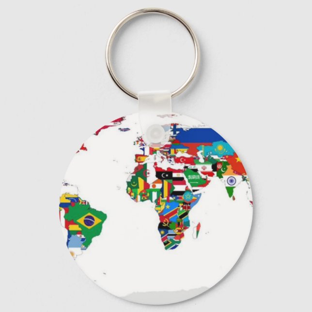Flagged World - Map of Flags of the World Key Ring (Front)