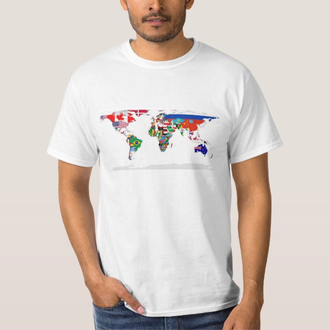 Flagged World - Map of Flags of the World T-Shirt (Front)
