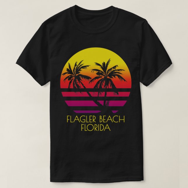 Flagler Beach Florida Tropical Palm Trees Sunset V T-Shirt (Design Front)