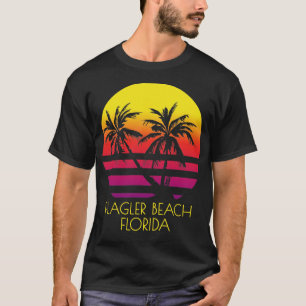 Flagler Beach Florida Tropical Palm Trees Sunset V T-Shirt