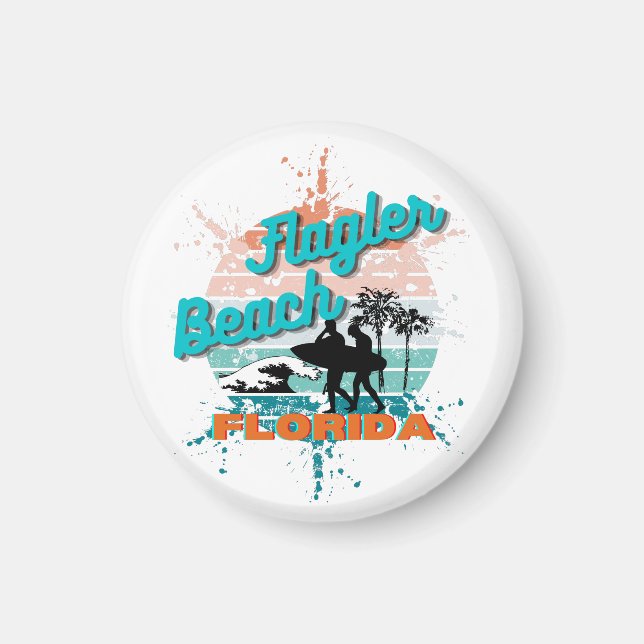 Flagler Beach Florida Vintage Retro Sunset Magnet (Front)