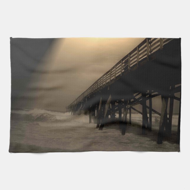 Flagler Beach Pier Tea Towel (Horizontal)