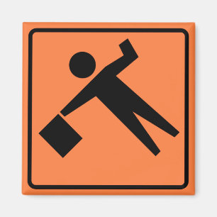 Flagman Ahead Highway Sign Magnet