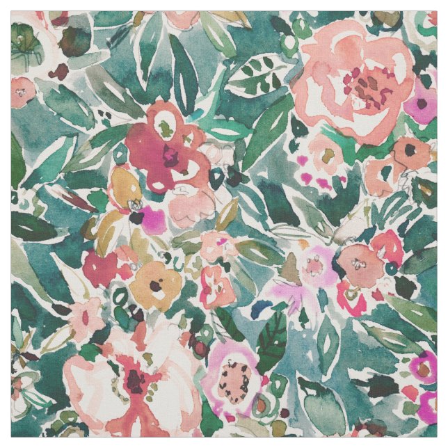 FLAGRANT AF Wild Green Colourful Floral Fabric (Swatch)