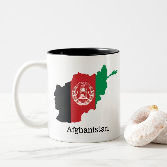 Flags and countries Afghanistan  Two-Tone Coffee Mug (With Donut)
