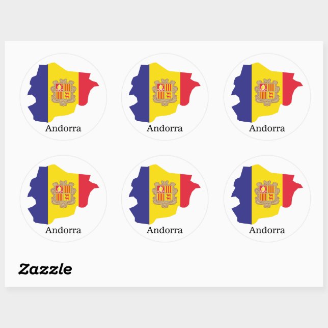 Flags and countries Andorra Classic Round Sticker (Sheet)