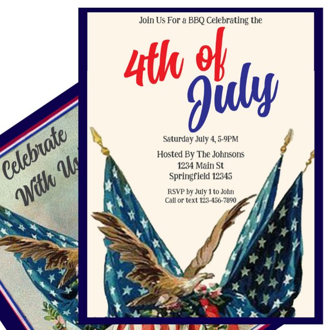 Flags and Eagle Patriotic 4th of July BBQ Party Invitation (Creator Uploaded)
