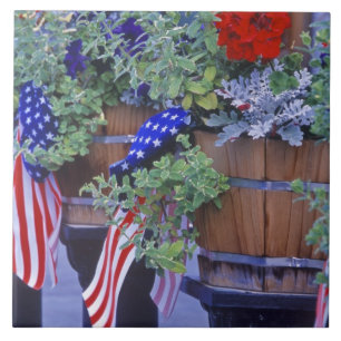 Flags and Flowers in Philipsburg Montana Tile