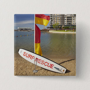 Flags and surf rescue board 15 cm square badge