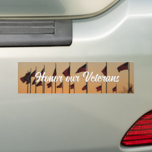 Flags at Sunset American Patriotic USA Bumper Sticker