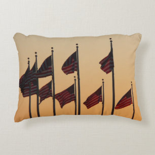 Flags at Sunset American Patriotic USA Decorative Cushion