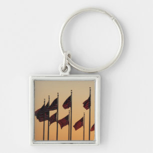 Flags at Sunset American Patriotic USA Key Ring