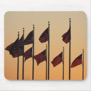 Flags at Sunset American Patriotic USA Mouse Mat