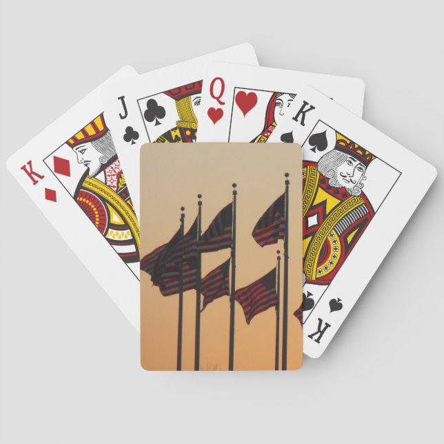 Flags at Sunset American Patriotic USA Playing Cards (Back)