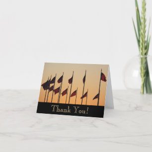 Flags at Sunset American Patriotic USA Thank You Card