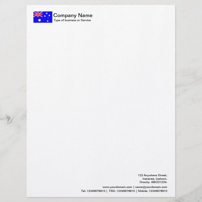 Flags - Austrailia Customised Letterhead (Front)