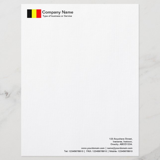 Flags - Belgium Customized Letterhead (Front)