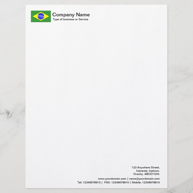 Flags - Brazil Custom Letterhead (Front)