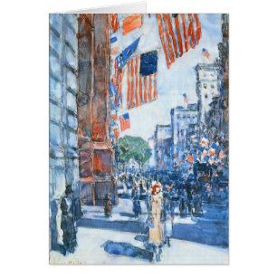 Flags Fifth Avenue by Childe Hassam, Vintage Art