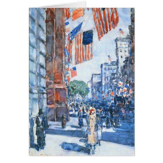 Flags Fifth Avenue by Childe Hassam, Vintage Art (Front)