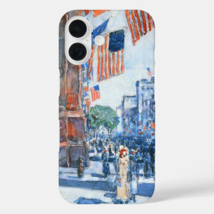 Flags Fifth Avenue by Childe Hassam, Vintage Art iPhone 16 Case
