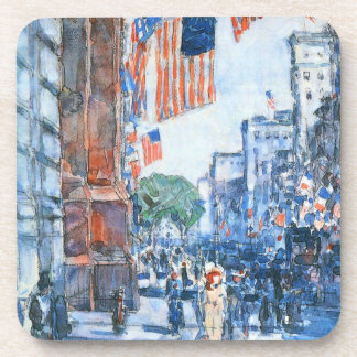Flags Fifth Avenue by Childe Hassam, Vintage Art Coaster