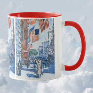 Flags Fifth Avenue by Childe Hassam, Vintage Art Coffee Mug