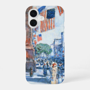Flags Fifth Avenue by Childe Hassam, Vintage Art iPhone 16 Case