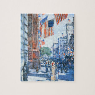 Flags Fifth Avenue by Childe Hassam, Vintage Art Jigsaw Puzzle