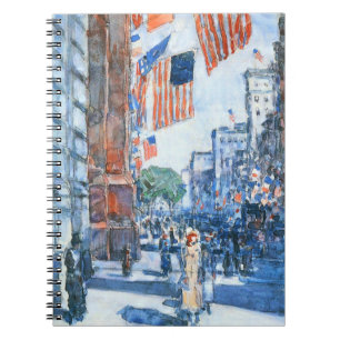 Flags Fifth Avenue by Childe Hassam, Vintage Art Notebook
