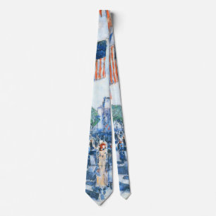 Flags Fifth Avenue by Childe Hassam, Vintage Art Tie