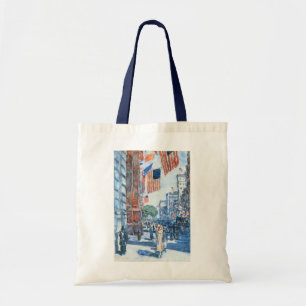 Flags Fifth Avenue by Childe Hassam, Vintage Art Tote Bag