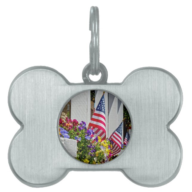 Flags + Flowers Pet ID Tag (Front)