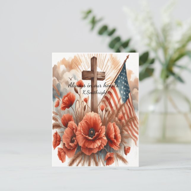 Flags Fly Where They Fell Holiday Postcard (Standing Front)