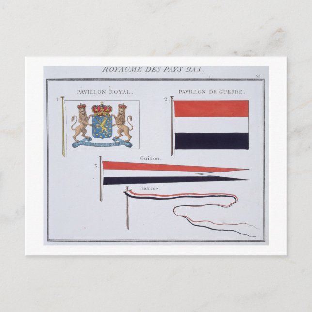 Flags from the Kingdom of the Netherlands, from a Postcard (Front)