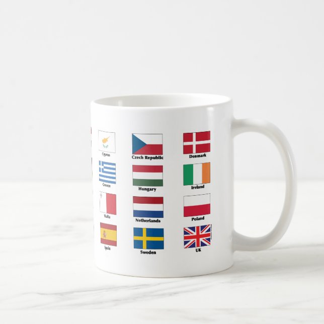 Flags of 28 European Union EU nations - no Brexit Coffee Mug (Right)