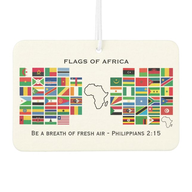 FLAGS OF AFRICA with Customisable Scripture Car Air Freshener (Front)