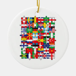 Flags of Countries of the World international flag Ceramic Tree Decoration