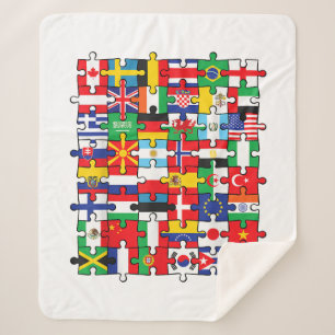 Flags of Countries of the World international flag Sherpa Blanket