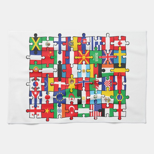 Flags of Countries of the World international flag Tea Towel (Horizontal)