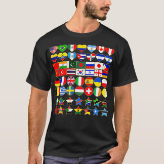 Flags of Countries of the Worlds in Geometric Shap T-Shirt