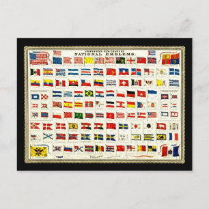Flags of Countries - Vintage Chart Postcard