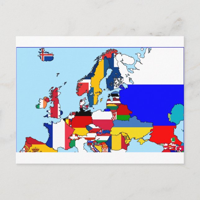FLAGS OF EUROPE MAP POSTCARD (Front)