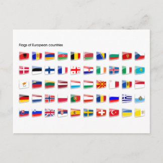 Flags of European country Postcard