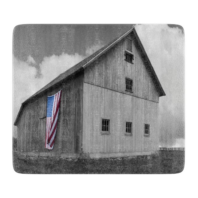 Flags of Our Farmers - Barn with American Flag Cutting Board (Front)