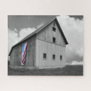 Flags of Our Farmers - Barn with American Flag Jigsaw Puzzle