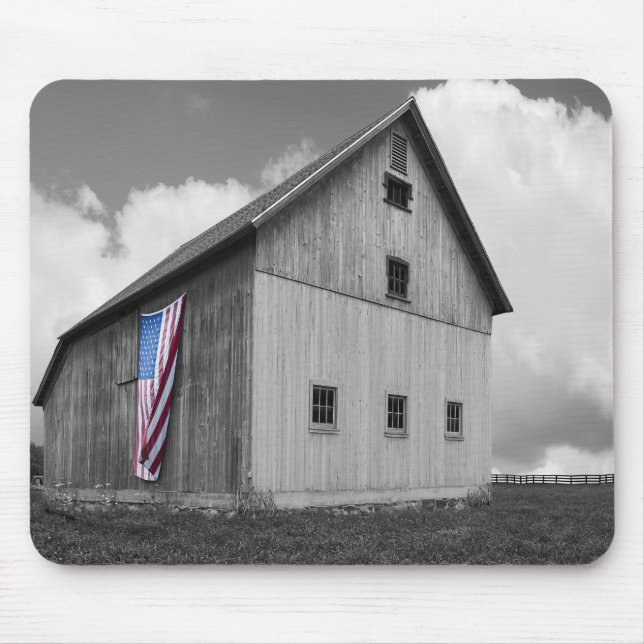 Flags of Our Farmers - Barn with American Flag Mouse Mat (Front)