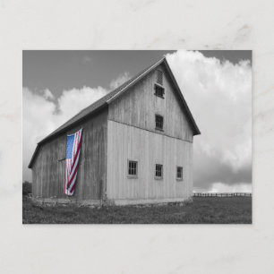 Flags of Our Farmers - Barn with American Flag Postcard