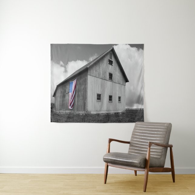 Flags of Our Farmers - Barn with American Flag Tapestry (In Situ (Horizontal))